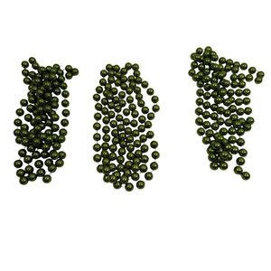 Set Of 3 Christmas Garland Beads Olive Green Boho Holiday Decor 9 ft